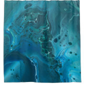 Blaue Aquamarine Aquamarine Marmor Akrylabstraktio Duschvorhang (Vorderseite)