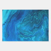 Blaue Aquamarine Aquamarine Marmor Akrylabstraktio Geschenkpapier Set (Vorderseite 3)