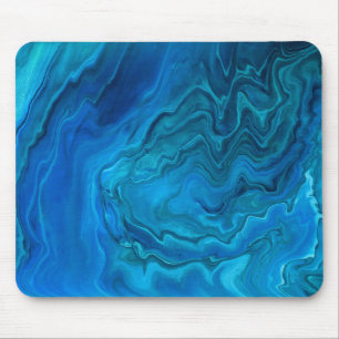 Blaue Aquamarine Aquamarine Marmor Akrylabstraktio Mousepad
