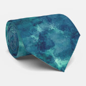 Blaue Aquamarine Aquarellabstraktion Krawatte (Gerollt)