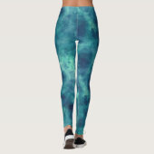 Blaue Aquamarine Aquarellabstraktion Leggings (Rückseite)