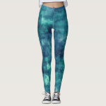 Blaue Aquamarine Aquarellabstraktion Leggings<br><div class="desc">Blauer und aquamariner Aquarell ombre trübe gesprenkelte abstrakte Malerei.</div>