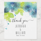 Blaue, aquamarine ätherische Blume Kalligraphie Ho Weinetikett (Einzelnes Label)