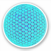 Blaue aquamarine Blume des Lebens, ängstliche Geom Aufkleber (Vorderseite)