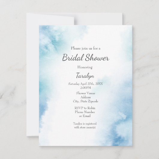 Blaue Aquamarine Farbe Abstrakter Rahmen Einladung (Vorderseite)