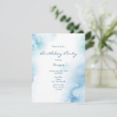 Blaue Aquamarine Farbe Abstrakter Rahmen Einladung (Stehend Vorderseite)