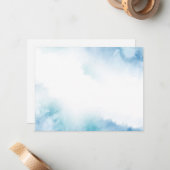 Blaue Aquamarine Farbe Abstrakter Rahmen Mitteilungskarte (Vorderseite/Rückseite Beispiel)