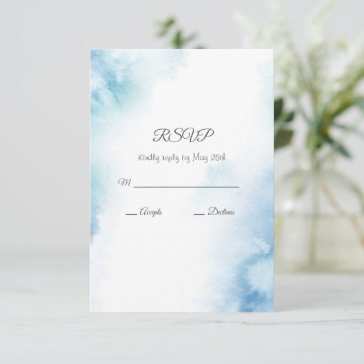 Blaue Aquamarine Farbe Abstrakter Rahmen RSVP Karte (Stehend Vorderseite)