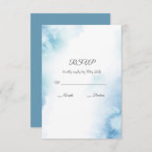 Blaue Aquamarine Farbe Abstrakter Rahmen RSVP Karte (Vorne/Hinten)