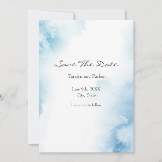 Blaue Aquamarine Farbe Abstrakter Rahmen Save The Date (Vorderseite)