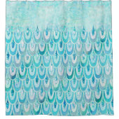 Blaue aquamarine glänzende Meerjungfrau stuft Duschvorhang (Vorderseite)