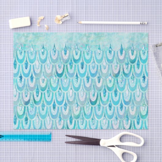 Blaue aquamarine glänzende Meerjungfrau stuft Seidenpapier (Handwerk)