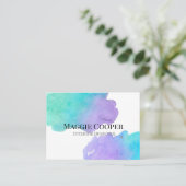 Blaue aquamarine grüne Aquarellkarte Visitenkarte (Stehend Vorderseite)