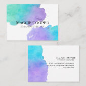 Blaue aquamarine grüne Aquarellkarte Visitenkarte (Vorne/Hinten)