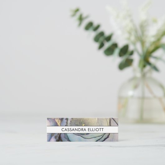 Blaue Aquamarine Lila und goldene Alkoholische Get Mini Visitenkarte (Stehend Vorderseite)