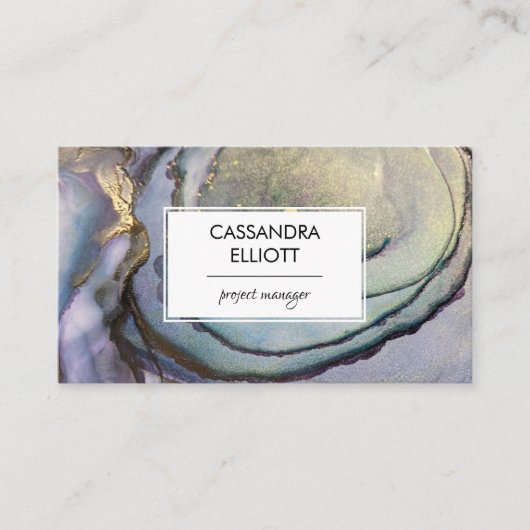 Blaue Aquamarine Lila und goldene Alkoholische Get Visitenkarte (Vorderseite)