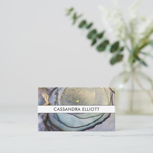 Blaue Aquamarine Lila und goldene Alkoholische Get Visitenkarte (Stehend Vorderseite)