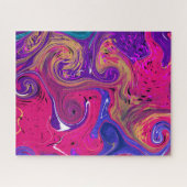 Blaue, Aquamarine, Lila Wirbel Fluid Art Marmor wi Puzzle (Horizontal)