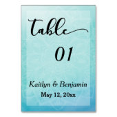 Blaue/Aquamarine Mandala Watercolor Hochzeitsstimm Tischnummer (Rückseite)