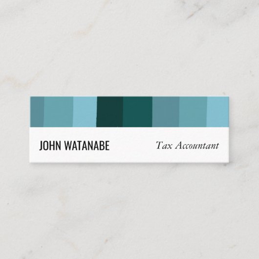 Blaue Aquamarine Minimalistische Streifen handgefe Mini Visitenkarte (Vorderseite)