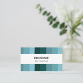 Blaue Aquamarine Minimalistische Streifen handgefe Visitenkarte (Stehend Vorderseite)