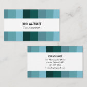Blaue Aquamarine Minimalistische Streifen handgefe Visitenkarte (Vorne/Hinten)