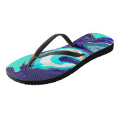 Blaue Aquamarine Ozeane Wirbel Marmorflüssiges Kun Badesandalen (Schrägansicht)