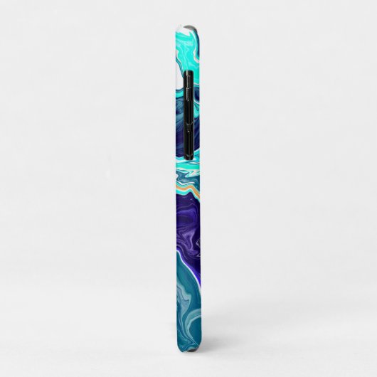 Blaue Aquamarine Ozeane Wirbel Marmorflüssiges Kun Case-Mate iPhone Hülle (Hinten/Links)