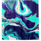 Blaue Aquamarine Ozeane Wirbel Marmorflüssiges Kun Duschvorhang (Vorderseite)