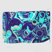 Blaue Aquamarine Ozeane Wirbel Marmorflüssiges Kun Golfhandtuch (Horizontal)