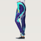 Blaue Aquamarine Ozeane Wirbel Marmorflüssiges Kun Leggings (Links)