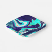 Blaue Aquamarine Ozeane Wirbel Marmorflüssiges Kun Pappteller (Gewinkelt)