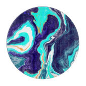 Blaue Aquamarine Ozeane Wirbel Marmorflüssiges Kun Schneidebrett (Vorderseite)