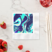 Blaue Aquamarine Ozeane Wirbel Marmorflüssiges Kun Serviette (Beispiel)