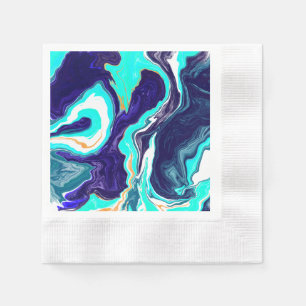 Blaue Aquamarine Ozeane Wirbel Marmorflüssiges Kun Serviette