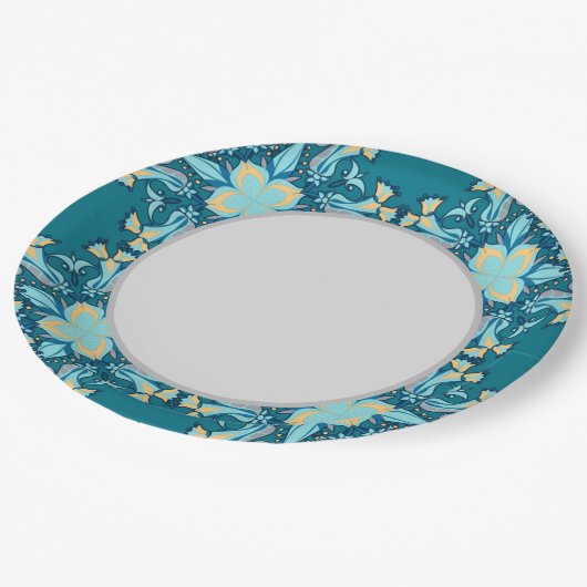 Blaue Aquamarine Pappteller (Schrägansicht)