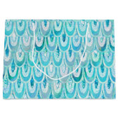 Blaue Aquamarine Shiny-Meerjungenskala Große Geschenktüte (Vorderseite)