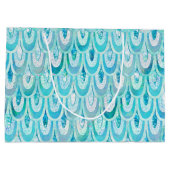 Blaue Aquamarine Shiny-Meerjungenskala Große Geschenktüte (Rückseite)