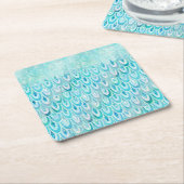 Blaue Aquamarine Shiny-Meerjungenskala Rechteckiger Pappuntersetzer (angewinkelt)