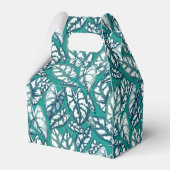 Blaue Aquamarine tropische Blätter Geschenkschachtel (Rückseite)