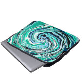 Blaue, Aquamarine, türkisfarbene und weiße Wirbel  Laptopschutzhülle (Vorne Knopf)
