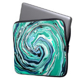 Blaue, Aquamarine, türkisfarbene und weiße Wirbel  Laptopschutzhülle (Vorderseite Links)