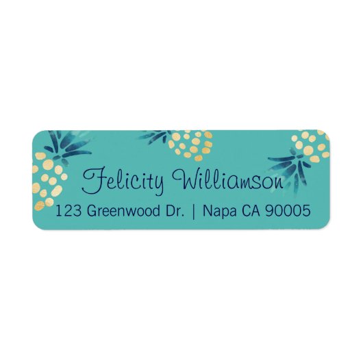 Blaue, Aquamarine und goldene Ananas Fruchtmuster (Vorne)