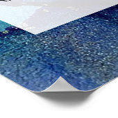 Blaue, Aquamarine und goldmarmorierte Alkoholtink  Poster (Ecke)