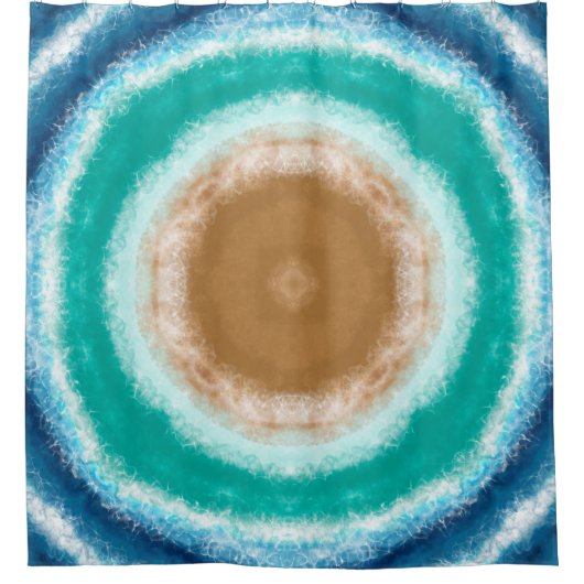 Blaue, Aquamarine und türkisfarbene Ozeanwellen Duschvorhang (Vorderseite)