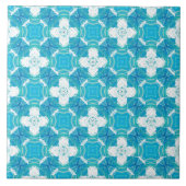 Blaue, Aquamarine und weiße Blume Fliese (Vorderseite)