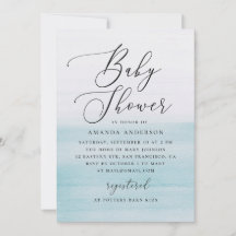 Blaue Aquarell-Baby-Party | Elegante Küste