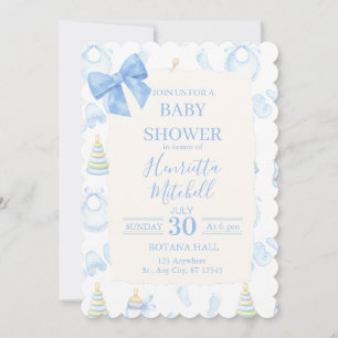 Blaue Aquarell-Baby-Shower-Einladung für einen Jun Einladung