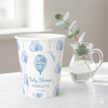 Blaue Aquarell-Ballon-Blumen-Junge-Baby-Party 