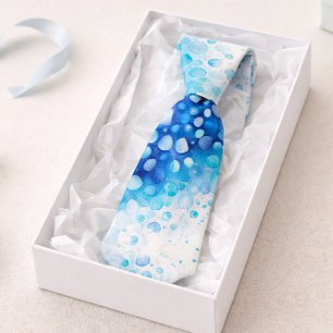 Blaue Aquarell-Blasenmuster Moderne Ozean Krawatte